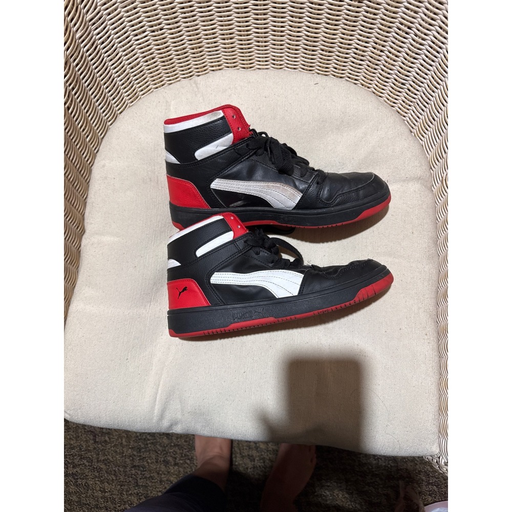 Puma Rebound LayUp Black Red White High Top Sneakers 369573-15 Mens 8